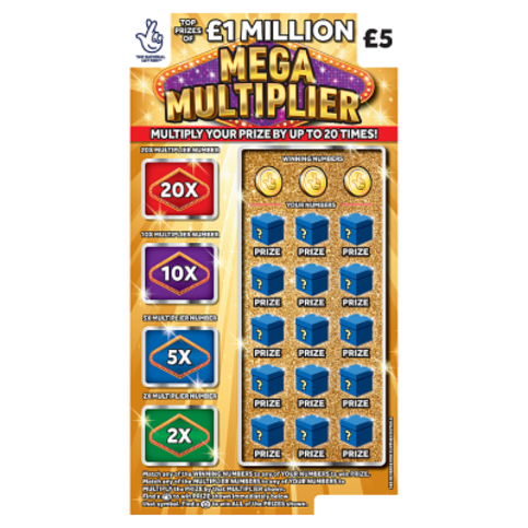 National Lottery £5 £1,000,000 Mega Multiplier Scratchcard Game