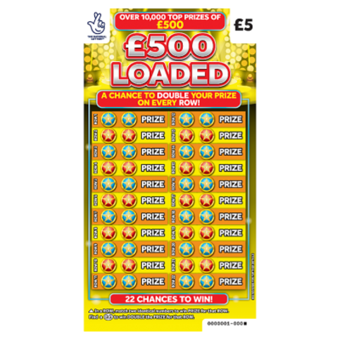 National Lottery £5 £500 £500 Loaded Scratchcard Game