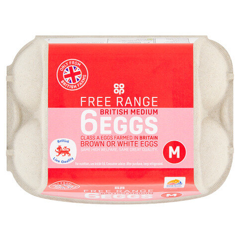 Co-op 6 Free Range British Medium Eggs