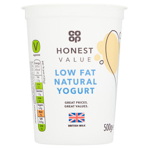 Co-op Honest Value Low Fat Natural Yogurt 500g