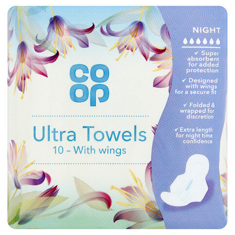Co-op 10 Protect Night Ultra Towels with Wings