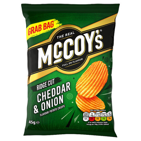 McCoy's­ Ridge Cut Cheddar & Onion Flavour Potato Crisps 45g