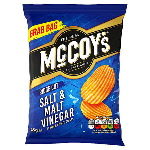 McCoy's Ridge Cut Salt & Malt Vinegar Flavour Potato Crisps 45g