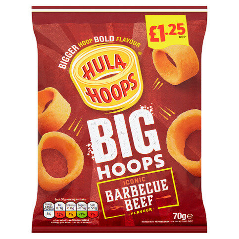Hula Hoops Big Hoops Iconic Barbecue Beef Flavour 70g