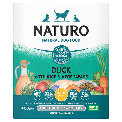 Naturo Natural Dog Food Duck with Rice & Vegetables Adult Dog 1-7 Years 400g