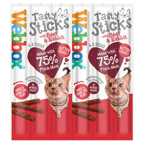 Webbox Tasty Sticks with Beef & Rabbit 6 Semi-Moist Tasty Treats 30g