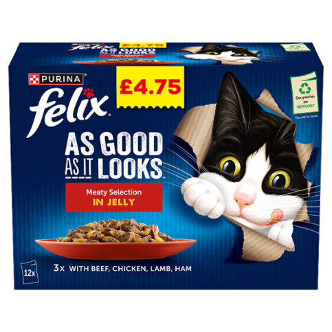 FELIX As Good As it Looks Meaty Selection in Jelly Wet Cat Food 12x85g PMP