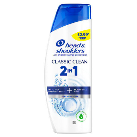 Head & Shoulders Classic Clean 2in1 Anti-Dandruff Shampoo and Conditioner 250ml. Dandruff Free Hair
